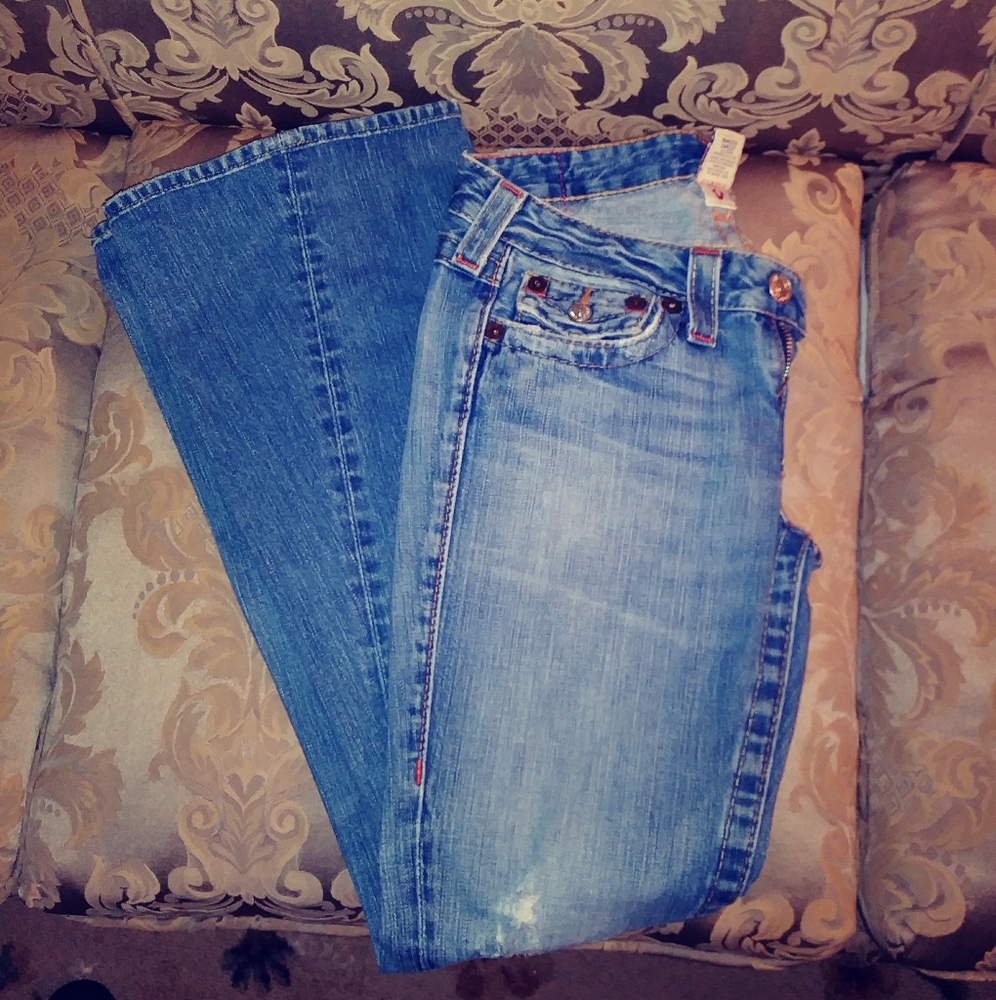 True Religion Distressed Jeans Twisted Seams